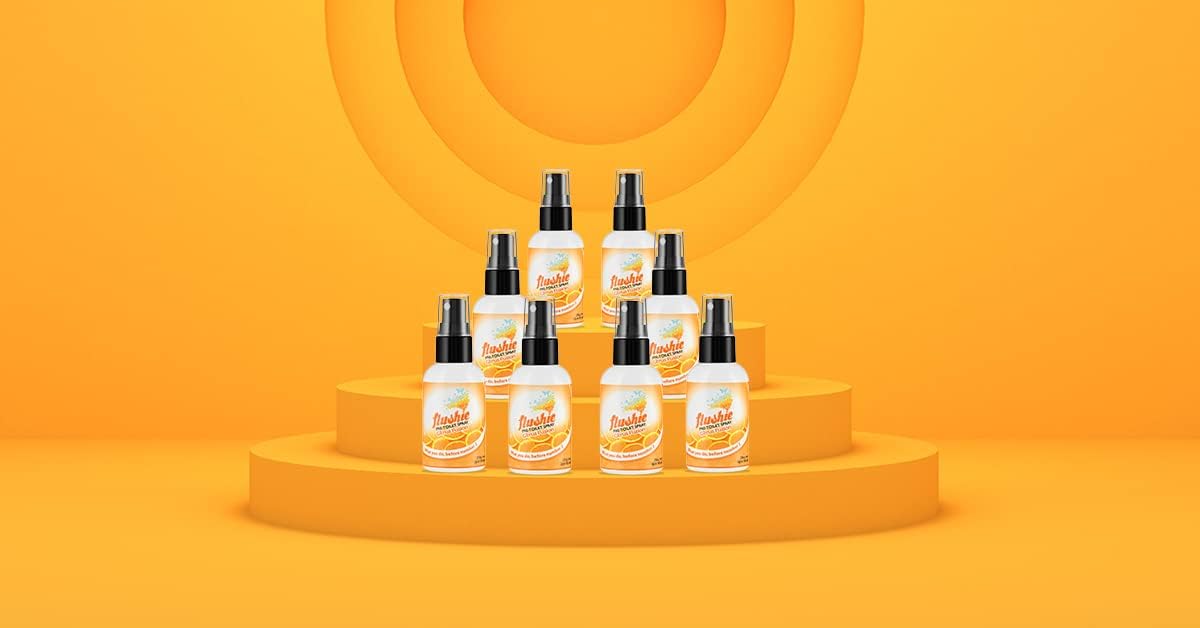 Flushie Pre-Toilet Spray - Travel Size Toilet Deodorizer & Poop Odor Eliminator (Citrus, 1oz 3pack)