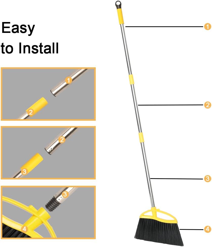 Soft Bristles Broom Indoor Angle Broom with Long Handle Soft Floor Sweeping Brooms Kitchen Broom