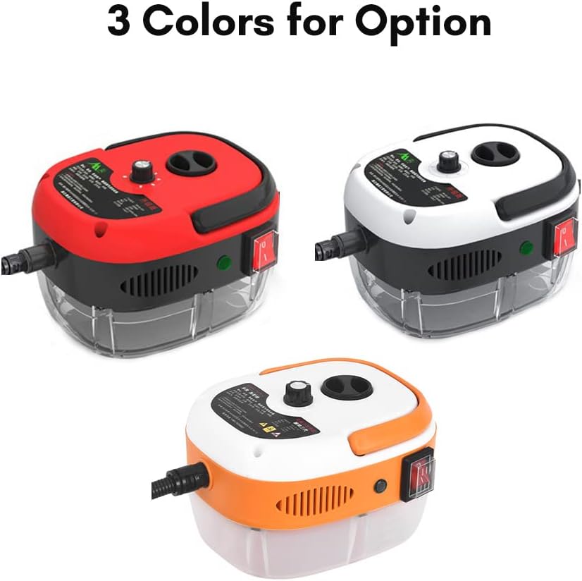 2500W Portable Handheld Steam Cleaner, High Temperature Pressurized Steam Cleaning Machine with Brush Heads for Kitchen Furniture Bathroom Car, US Plug 110V (White)