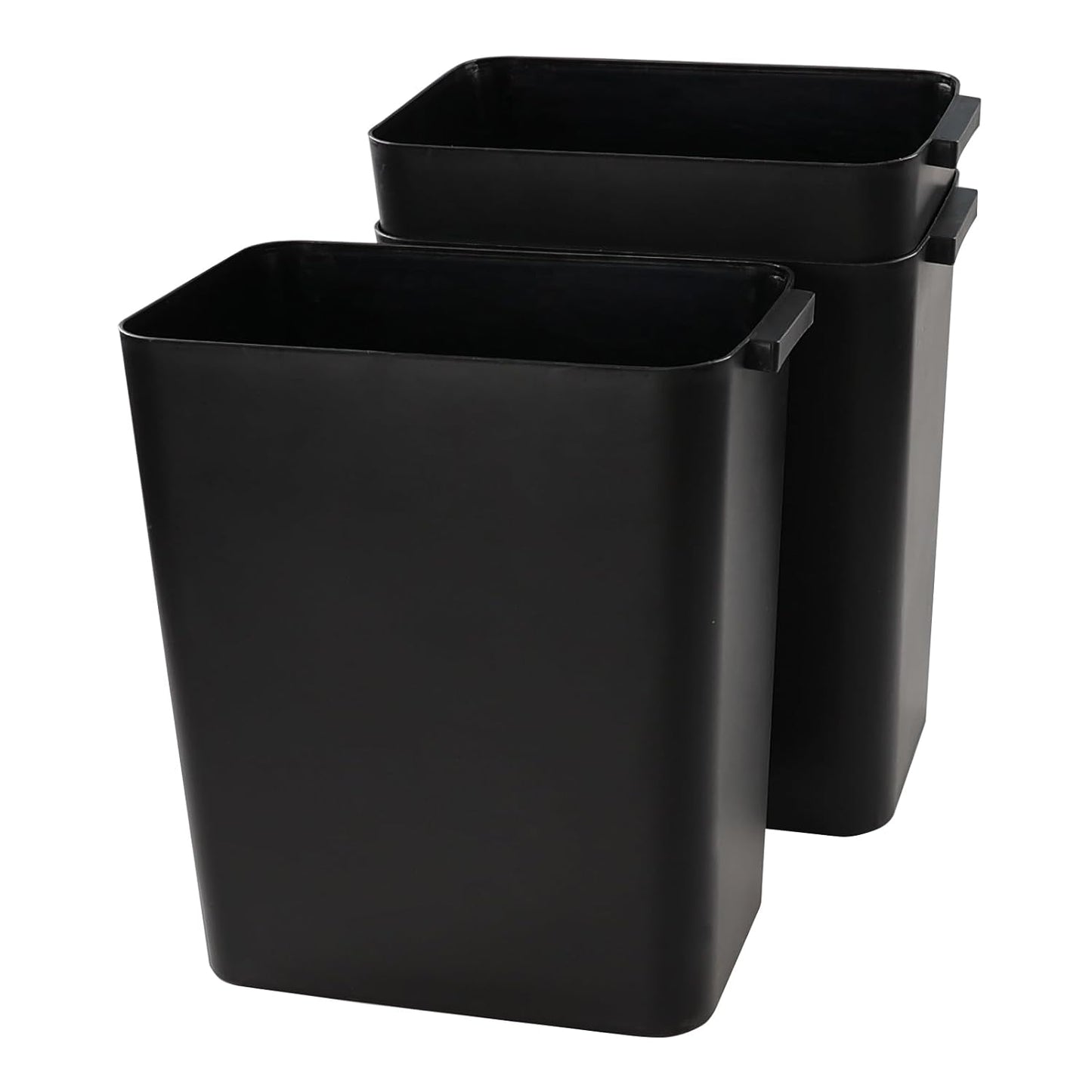 3-Pack Black 4.5 Gallon Plastic Trash Can Wastebasket, Garbage Container Bin