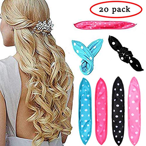 Foam Hair Curlers, Pillow Cloth Hair Rollers,No Heat Sleeping Soft Sponge Rollers for Long, Short, Thick & Thin Hair Spiral Curls Hair Styling Rollers (4colors)