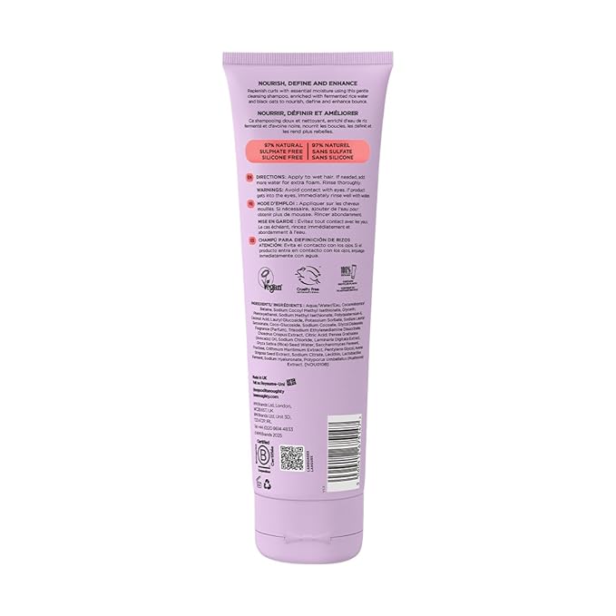 Noughty Wave Hello Curl Defining Shampoo - 97% Natural, Vitamin-Rich Formula for Curly and Wavy Hair, Sulphate-Free Vegan Haircare, 250ml