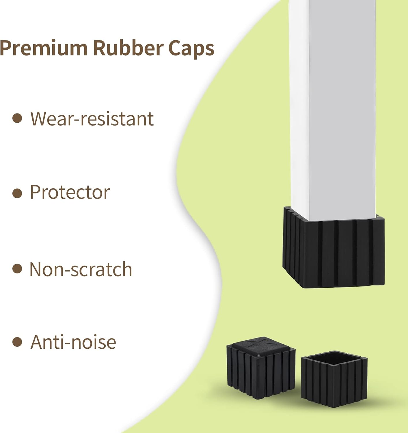 Flyshop Anti-Skid Non-Marking Synthetic Rubber Patio Chair Table Leg Caps Square Furniture Covers 20pcs, Black, 40 mm x 40 mm, 1-9/16" x 1-9/16"