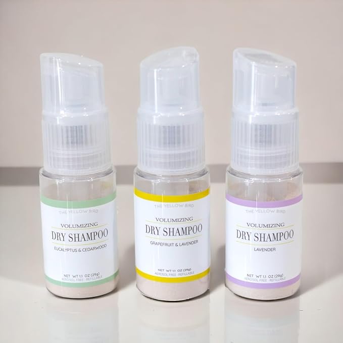 The Yellow Bird Natural Powder Dry Shampoo – Non Aerosol Pump Spray, Healthy, Volumizing Hair Refresh for Women & Men | Organic Ingredients | Lavender Oil Scented | Made in USA