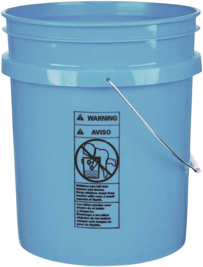 House Naturals 5 Gallon Premium HPDE Plastic Bucket - Made in USA Food Grade Storage Container, BPA Free All Purpose Pail (2, Light Blue)