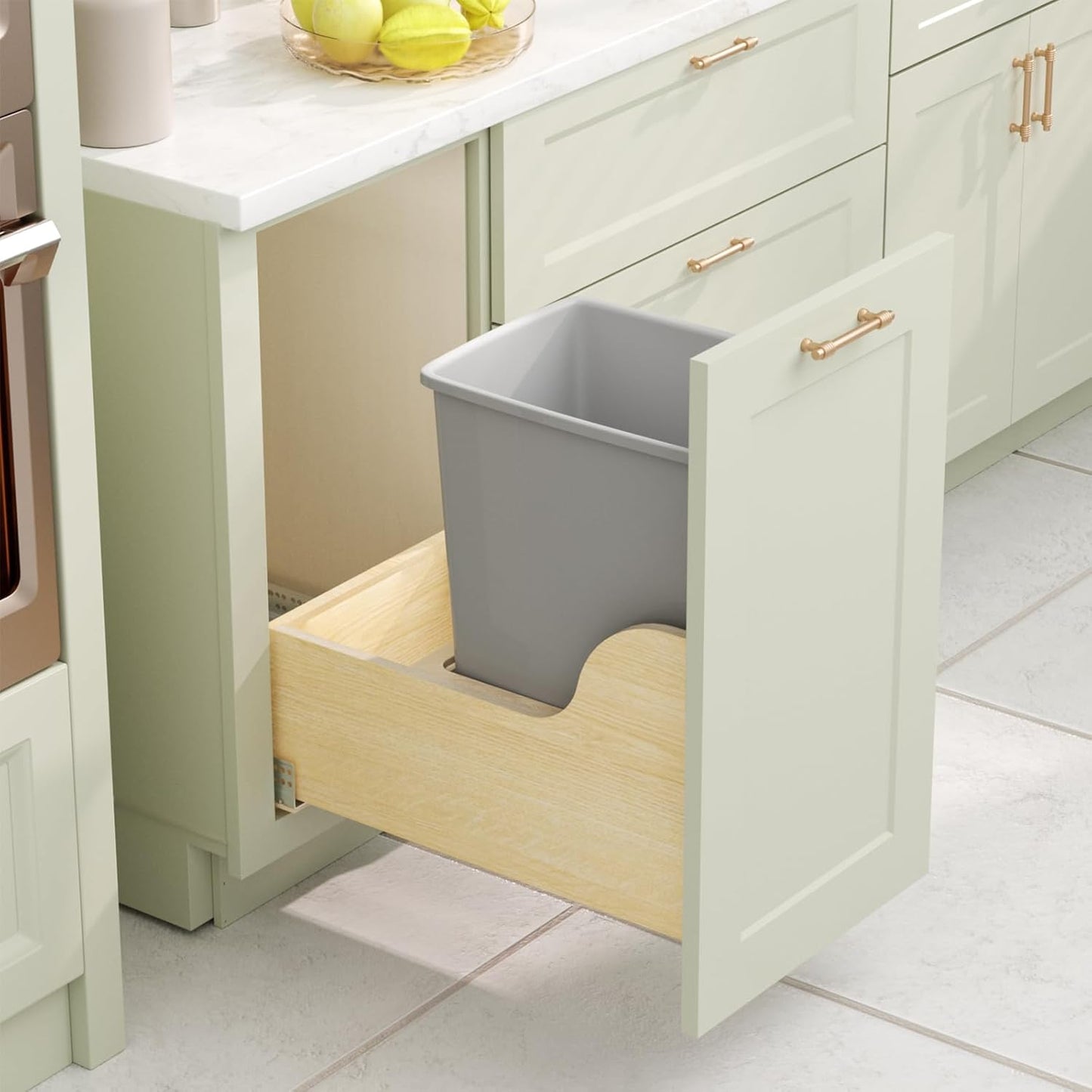 35 Quart Plastic Trash Can, Under Canbinet Waste Bin, 9-Gallons Slim Trash Can for Kitchen Bedroom Office Bathroom Under Sink Grey (2-Pack)