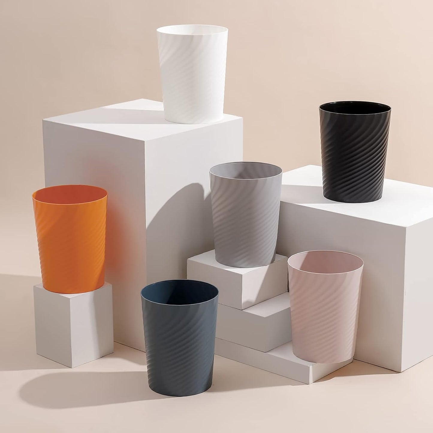 UUJOLY Plastic Trash Can Wastebasket, Garbage Container Basket for Bathrooms, Kitchens, Offices, Kids Rooms, Bluish Green