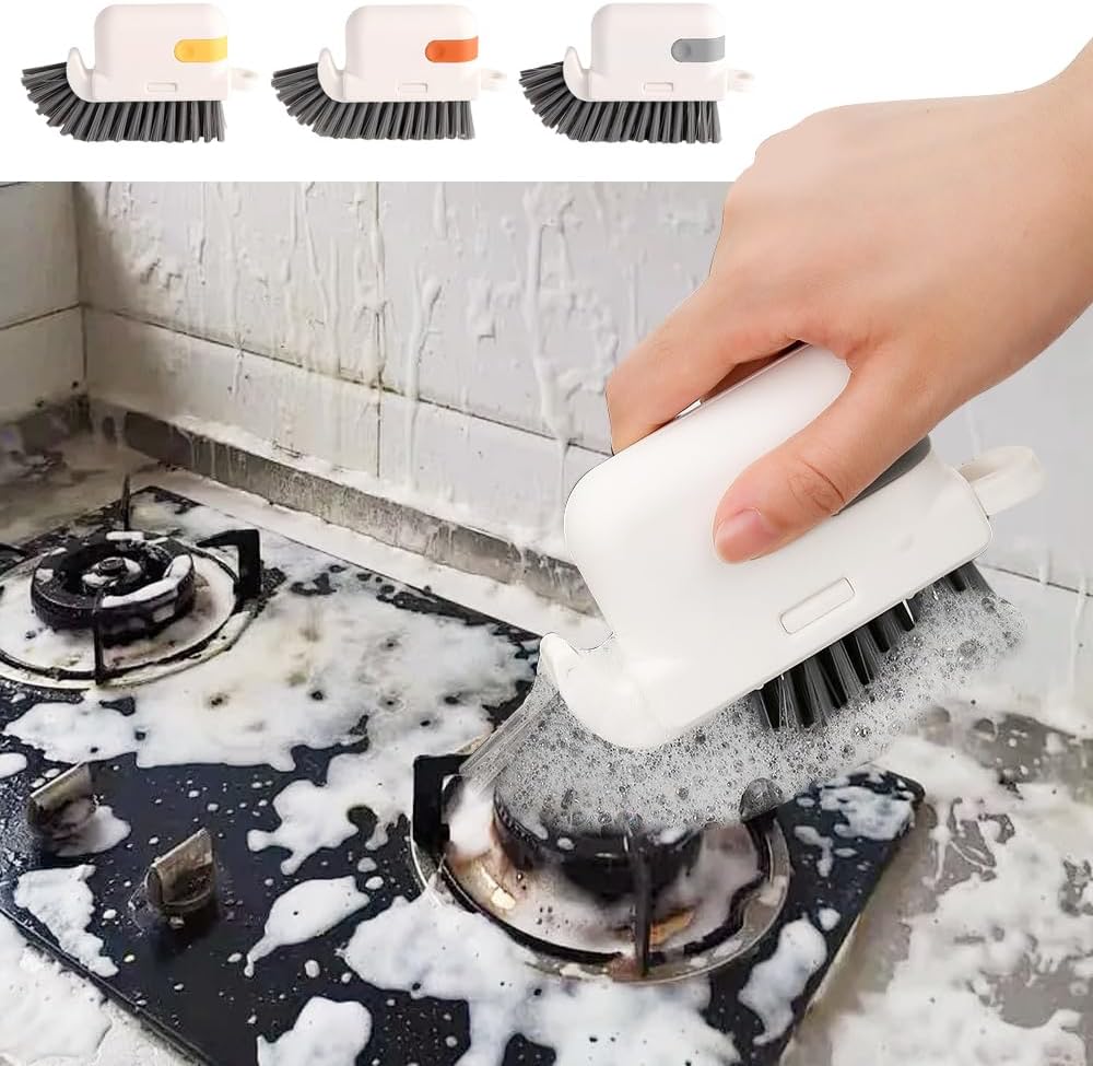 3-in-1 Window Cleaning Brush, 2025 New Magic Window Groove Cleaning Brush Set - Hand-Held Track Cleaner Tool for Sliding Doors, Window Sills, Tile Grout, Shutters, Deep Scrub Brush for Home (Grey)