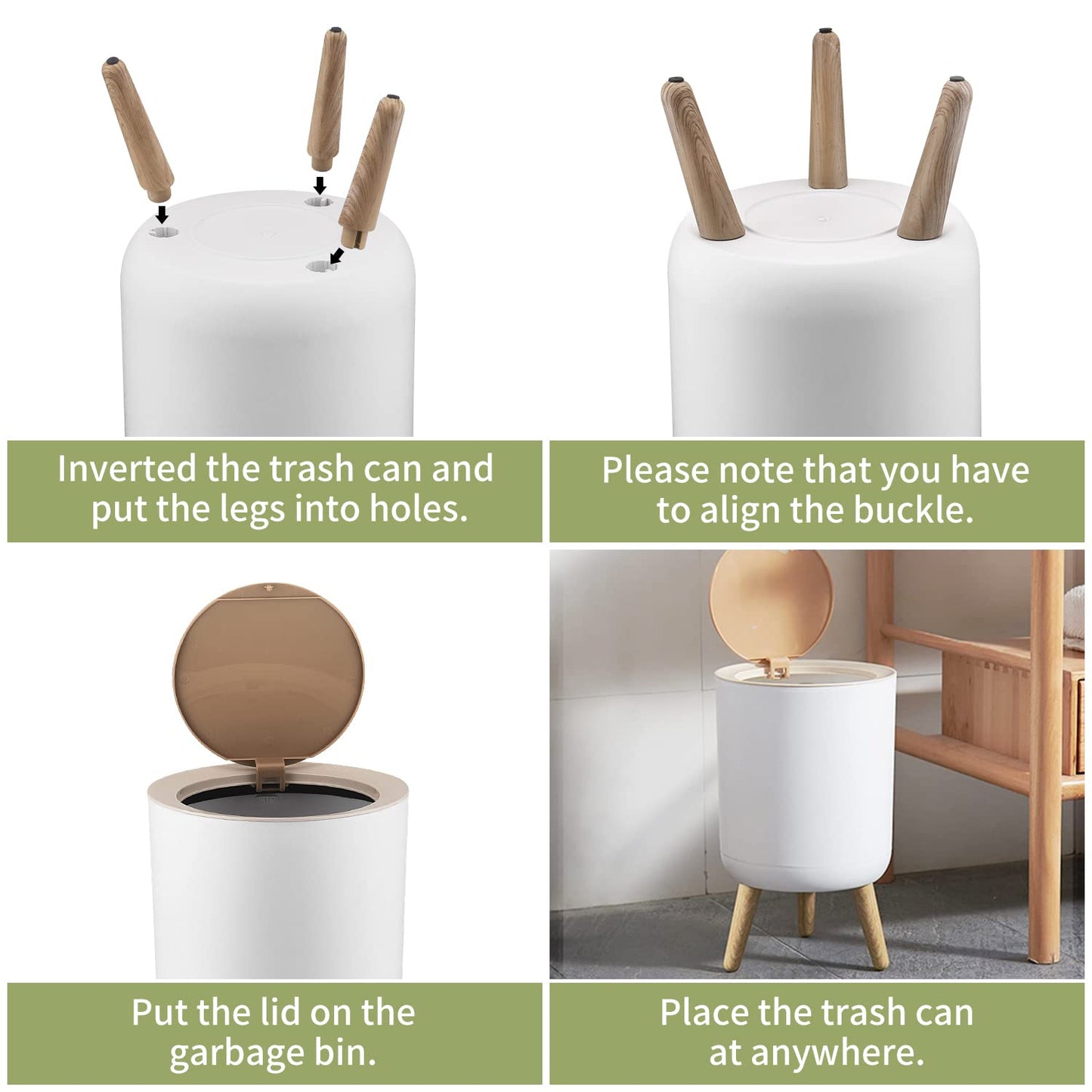 Trash can,7Liter/1.8 Gallon Garbage can with Press top Lid,Nordic Modern Waste Basket,Plastic Trash bin Suitable for Kitchen, Bathroom, Bedroom, Living Room, Office, Outdoor,Dog Proof Trash can……