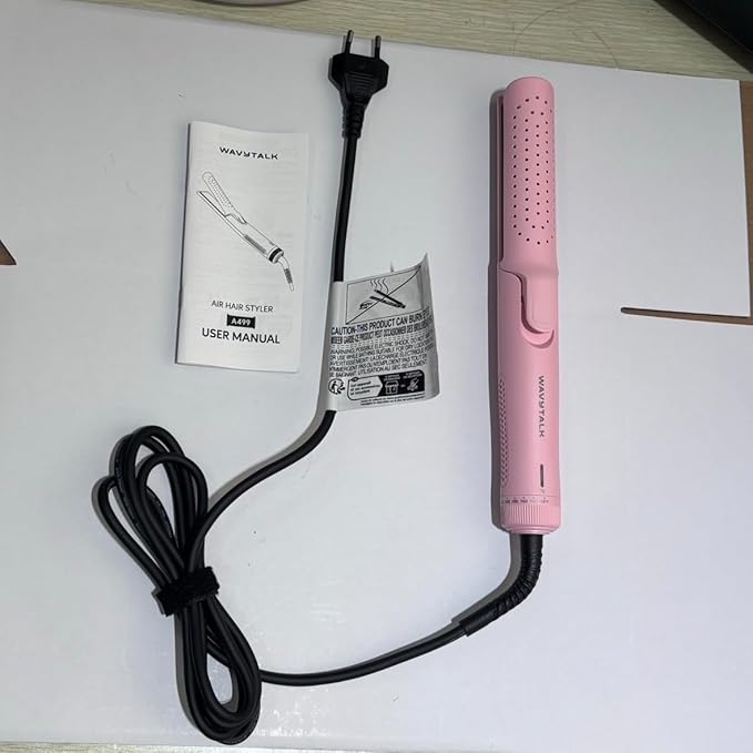 Wavytalk Airflow Styler Curling Iron, Cool Curl, 360° Cool Air Lock in Style for Lasting Curls, Reduces Damage, 2 in 1Hair Straightener and Curler, 1.25 Inch, Anti-Scald for Short Long Hair, Pink
