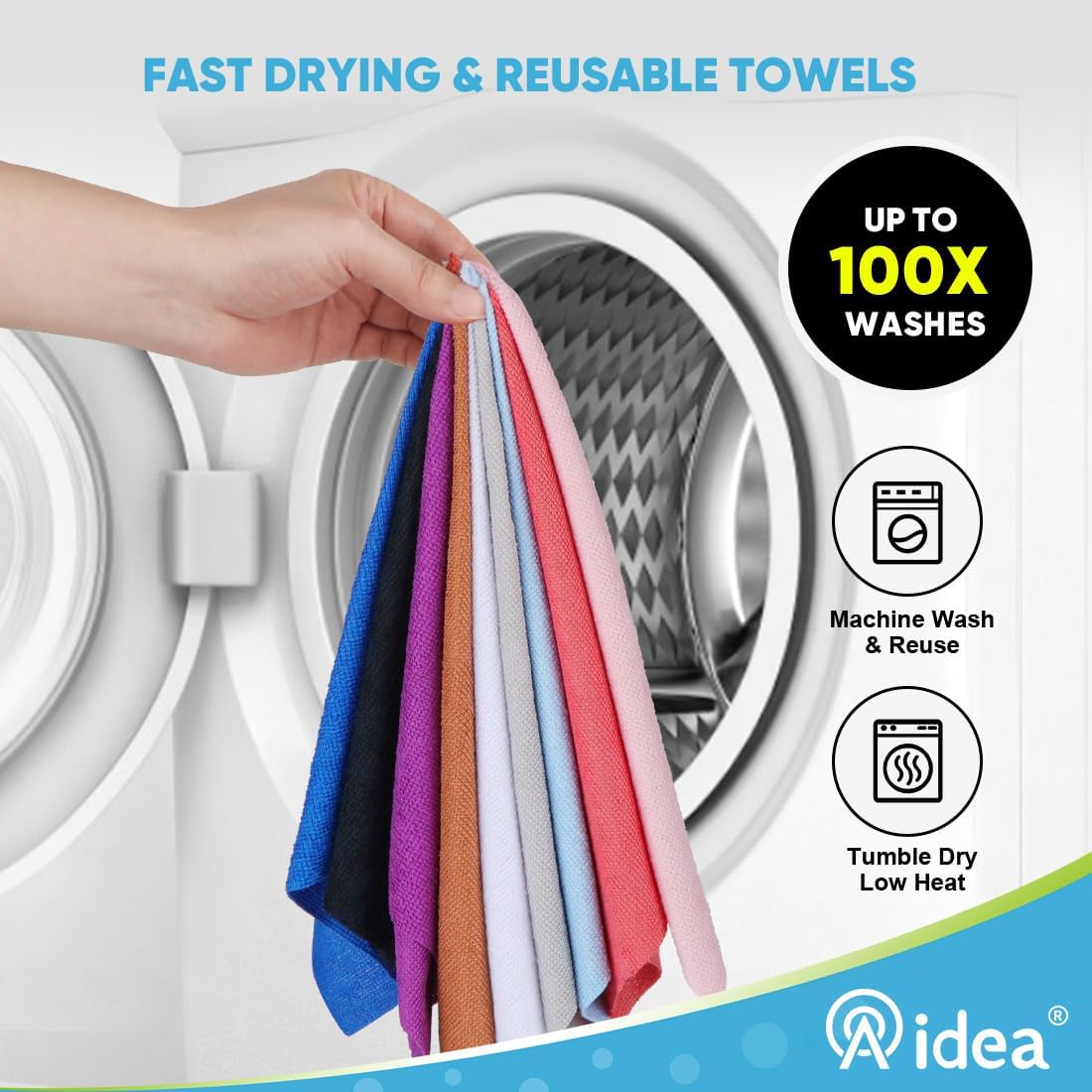 AIDEA Microfiber Cleaning Cloth Roll, 75PK, Black Microfiber Towels for Cars, Reusable Paper Towels Tear Away Cloth, Shop Rags, Lint Free Cleaning Rags for House, Kitchen, Window, 11.5"×11.5"