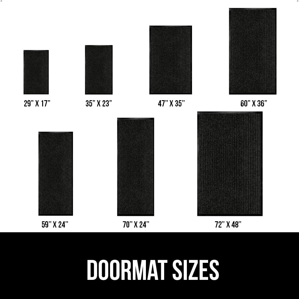 GORILLA GRIP Traffic Guard Door Mat, Heavy Duty Welcome Mats, Commercial Office Space Doormat, Waterproof, Fade Resistant, Strong Rubber Backing, Low Profile, Shoe and Boot Scraper, 35x23, Jet Black