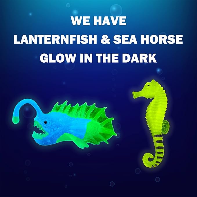 Color Changing No Hole Bath Toys for Toddlers Kids, Color Change Sea Creatures Ocean Animal Toys & Glow in The Dark Toy with Bath Book(13 Pack), Water Table Toys Rubber Fish Toys for Kids Bathtub