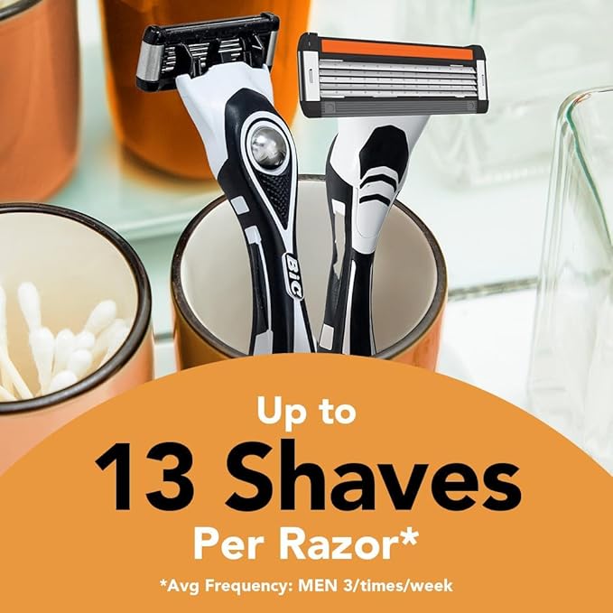 BIC Flex 5 Refillable Men's 5 Blade Razors, Holiday Grooming for a Smooth Shave, 1 Handle and 12 Cartridges-Pack, Stocking Stuffers