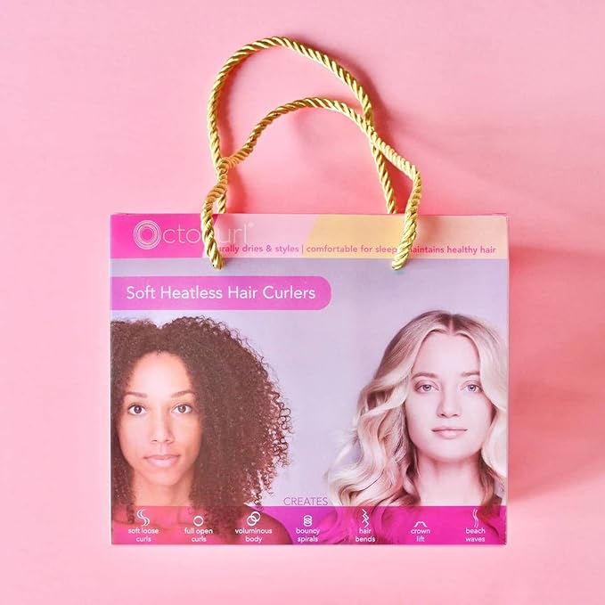 Octocurl Satin Hair Curlers - Heatless Curls Overnight - Headband Curlers for Short Hair (Satin - Black)