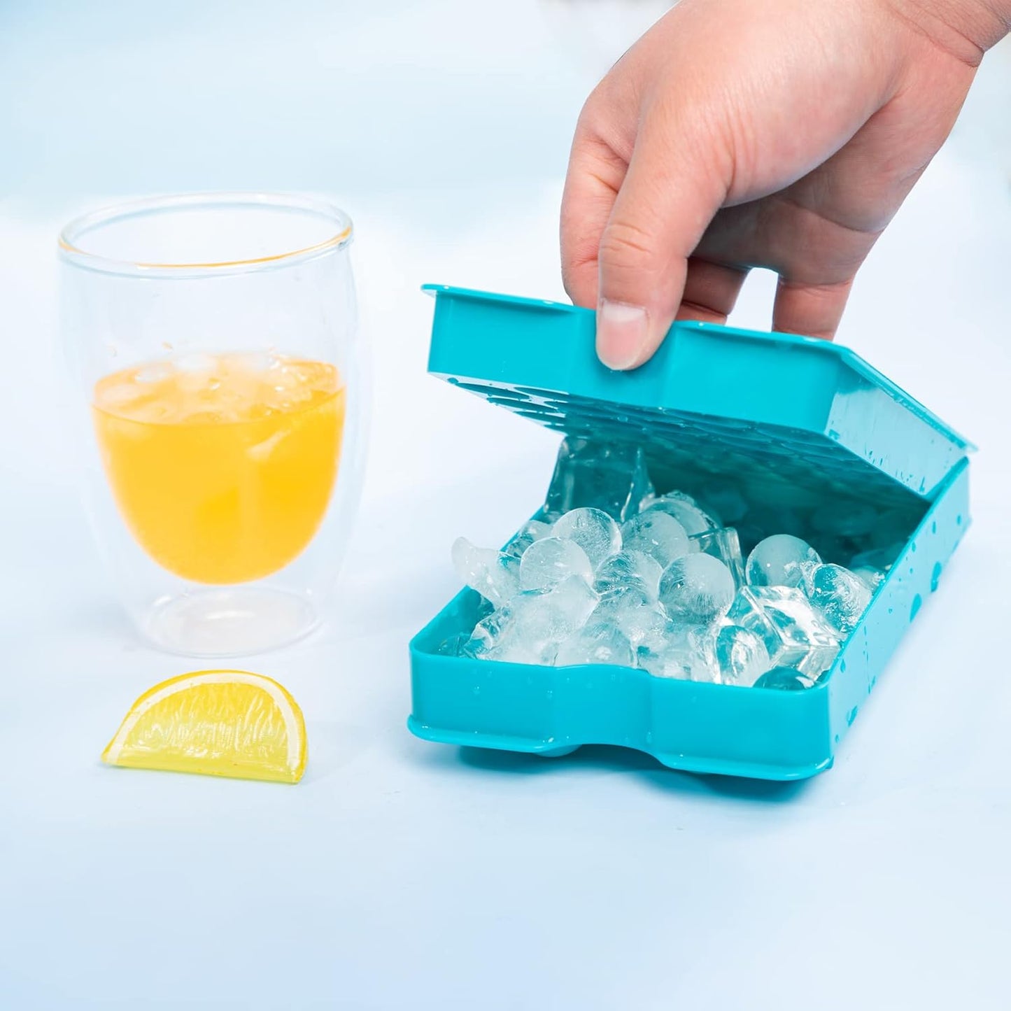 Bangp Upgrade Round Ice Cube Tray with Lid and Bin,2 Pack Ice Cube Tray for Freezer,Circle Ice Mold Making 64 Small Ice Balls, Easy Release Ice Tray with Ice Bucket,Ice Tong and Ice Scoop