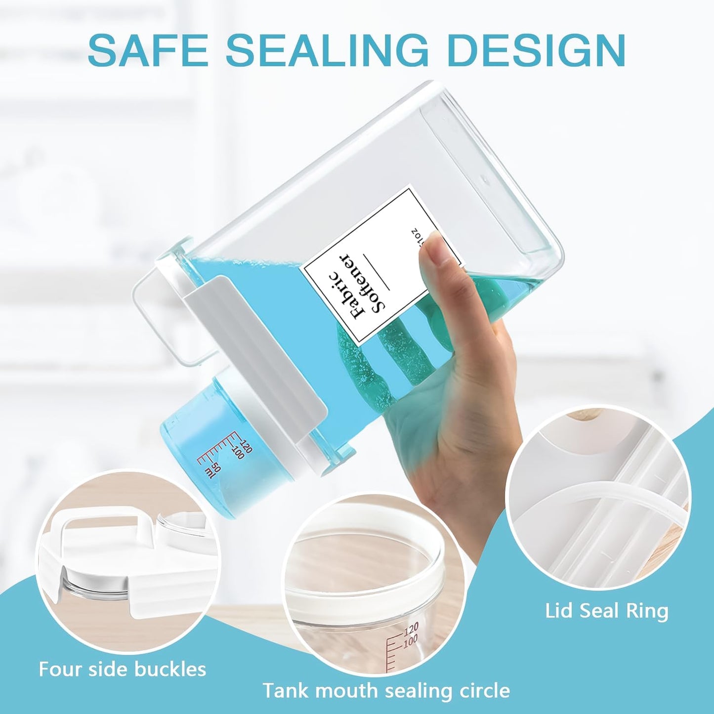 2 Pack Laundry Detergent Dispenser, 61oz Detergent Dispenser, Refluxable Laundry Detergent Container, Plastic Liquid Laundry Detergent Dispenser for Laundry Room Organization with 6 Labels