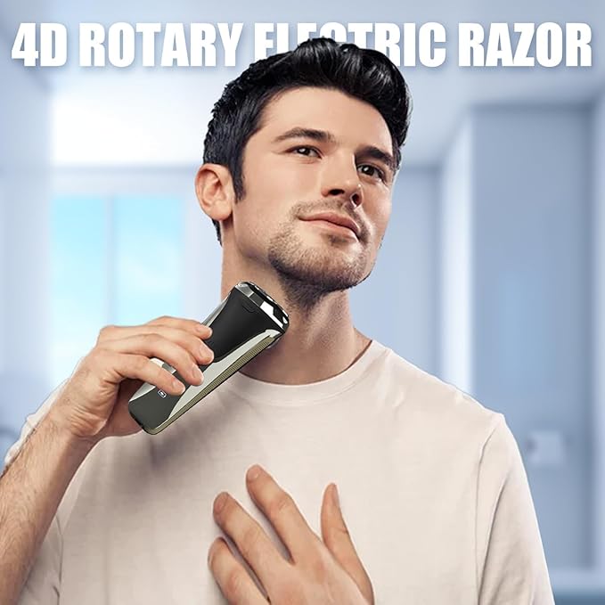 Snapbuy Electric Razor for Men, Snapbuy Electric Razor Pro, Ipx7 Waterproof Cordless Shaver with 90-Min Runtime, 4D Floating Head Rotary Shaver, Fast Charging (Black)