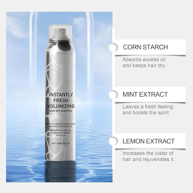 Hair Dry Shampoo for Women, Instantly Fresh Volumizing Hair Dry Shampoo, Instantly Absorbs Excess Oil, Volumizing for All Hair Types, Refreshing And Non-Greasy
