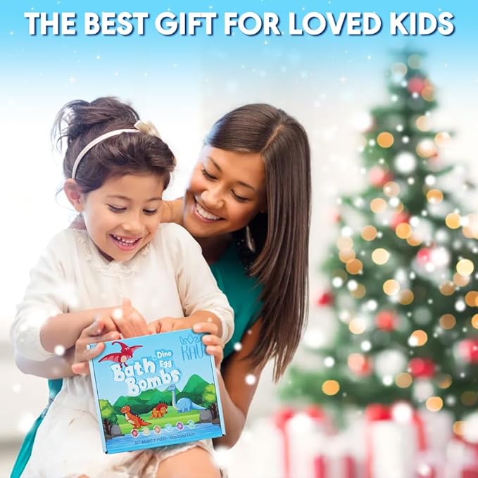 KAV Dinosaur Egg Bath Bombs for Kids ā 6pc Fizzy Dino Bath Bomb Gift Set with Surprise Toy Inside ā Fun Fizzy Bath Bombs for Boys & Girls, Birthday Gift, Stocking Stuffer, Kids Spa Set