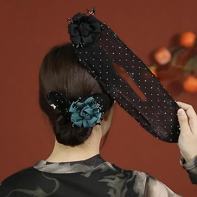 2PCS Hand Embroidered Flower Ball Hair Clip, Hair Bun Roller and Twister for Long Hair, Lazy Curler Hair Accessories for Women (6pcs)