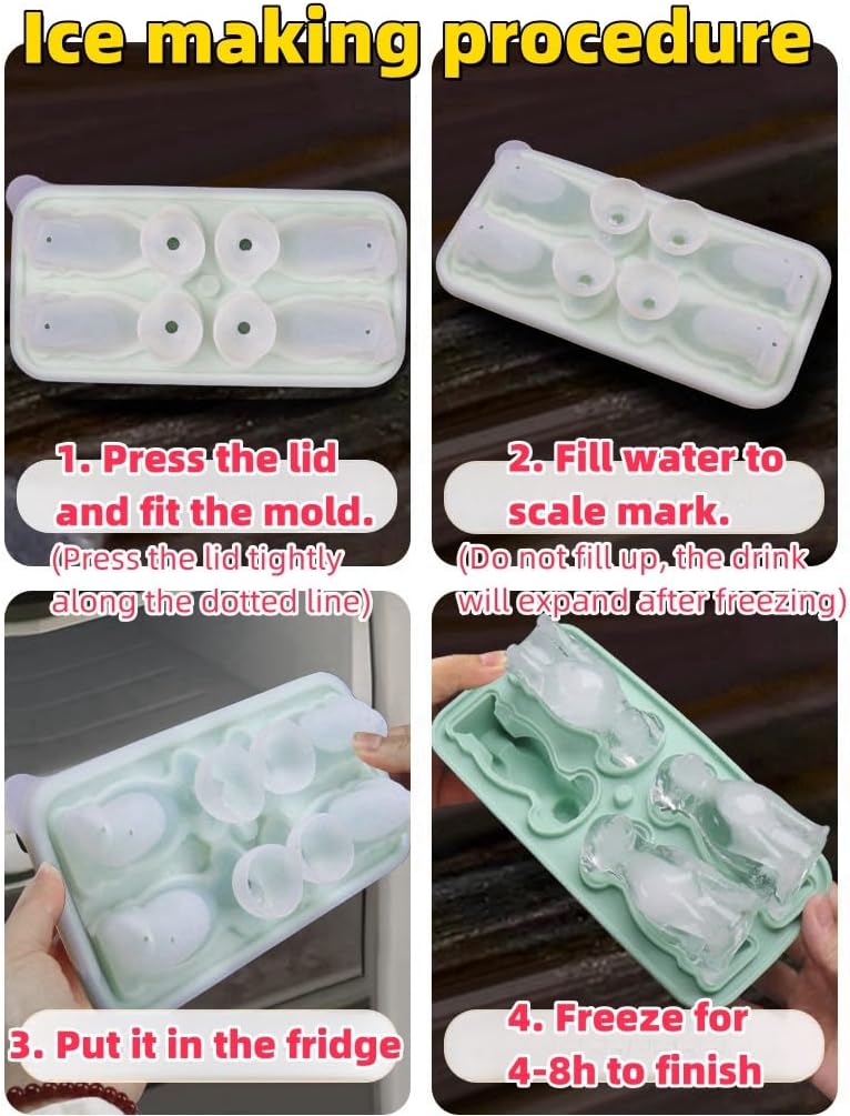 Cute 3D Labrador Dog Silicone Ice Cube Tray Mold Cartoon Animal Ice Box BPA-Free (Blue)