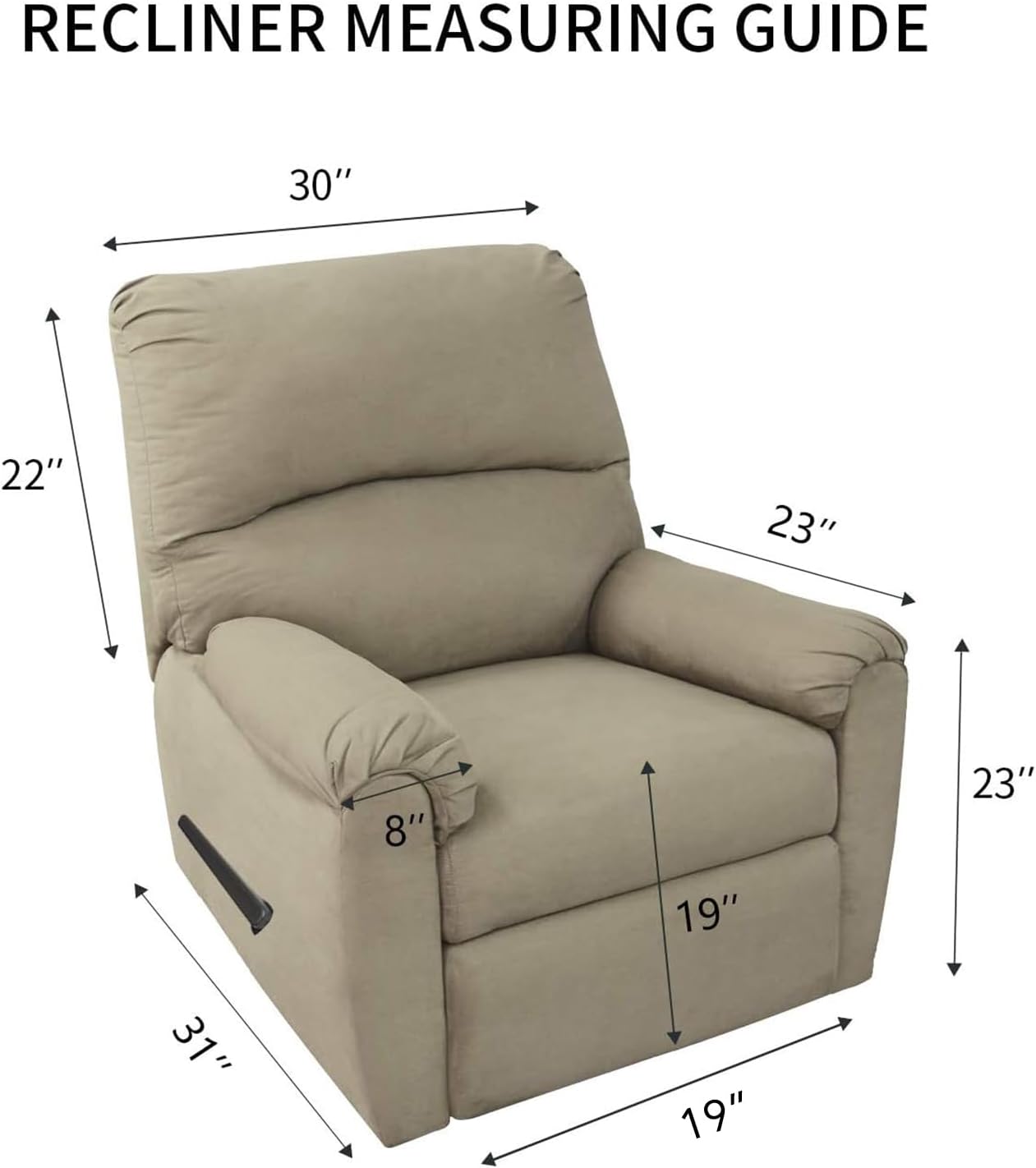 PureFit Reversible Quilted Sofa Cover, Water Resistant Slipcover Furniture Protector, Washable Couch Cover with Non Slip and Elastic Straps for Kids, Dogs, Pets (Small Recliner, Camel/Ivory)