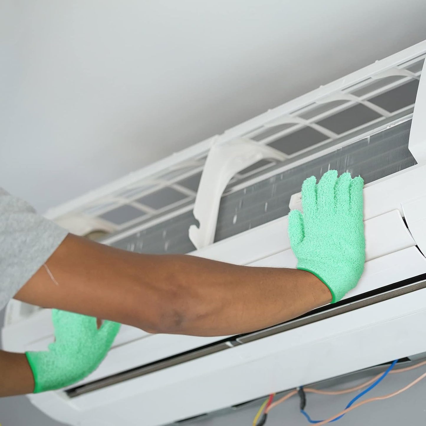 Patelai 3 Pairs Microfiber Plant Dusting Gloves Leaf Cleaning Gloves for Indoor Plants, Blinds, Furniture, House (Large,Green Yellow, Water Blue, Pink)