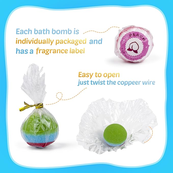 Bath Bombs for Kids, 12 Pcs Bath Bombs with Glow in The Dark Ocean Surprise Inside, Handmade Organic Bubble Bath Ball Gift Set for Boys and Girls, Gift for Birthday Christmas Easter