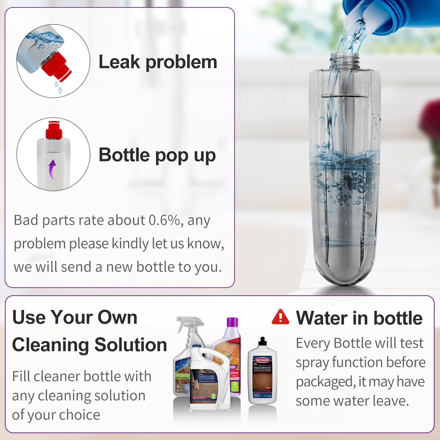 Spray Mops for Floor Cleaning Floor Mop with a Refillable Spray Bottle and 3 Washable Microfiber Pads Home or Commercial Use Dry Wet Flat Mop for Hardwood Laminate Wood (Pure Purple)