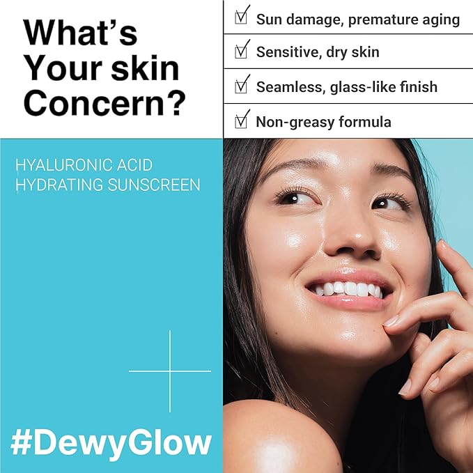 HEIMISH RX Hyaluronic Acid Hydrating Sunscreen - Daily Sunscreen For Face, SPF Face Moisturiser, Broad Spectrum SPF 50, No White Cast, Lightweight, Fast-absorbing, Korean Skincare, 50ml (1.69 fl. oz)