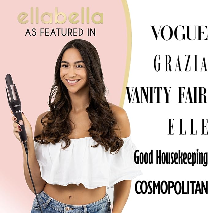 ELLA BELLA® Automatic Rotating Curling Iron • Auto Hair Curlers • Easy to Use • Digital Display to Accurately Control Temperature • Transform Your Look in Seconds • Ideal for Longer Hair