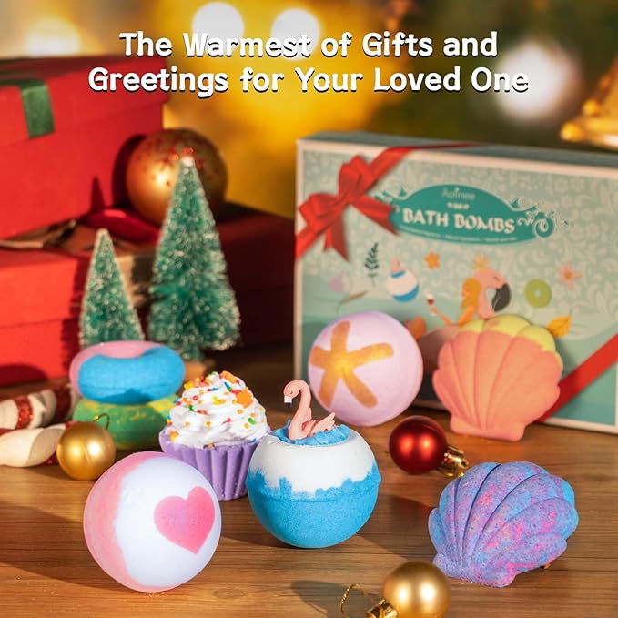 Aofmee Bath Bombs - 8 Bath Bombs for Women & Kids, Natural Spa Fizzy Bathbombs, Skin Moisturize Bubble Bath, Valentines Mothers Day Birthday Christmas Gifts for Women Her Girlfriend Mom Bridesmaid