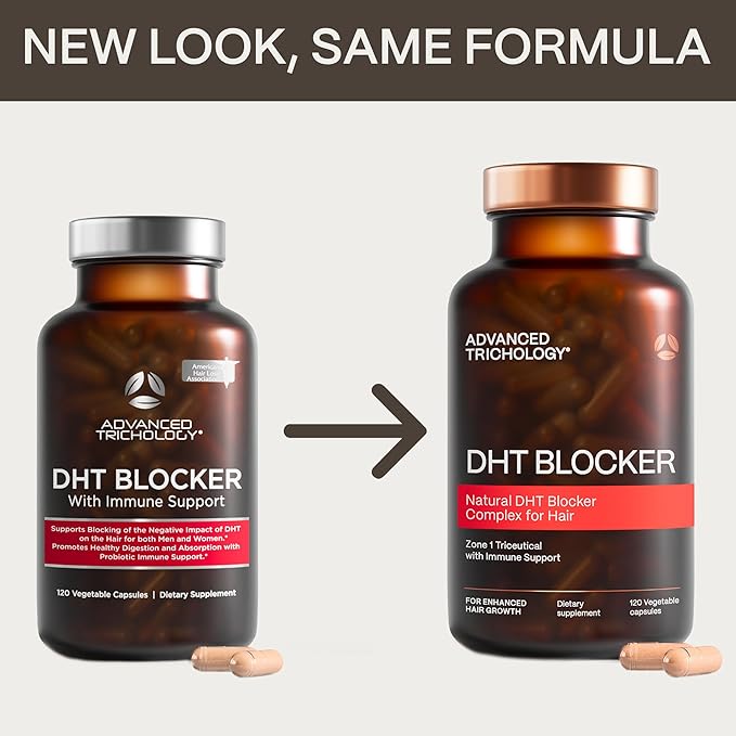 Advanced Trichology DHT Blocker - Hair Growth Supplement for Genetic Thinning for Men and Women | Approved* by American Hair Loss Association - 120 Count (Pack of 1)