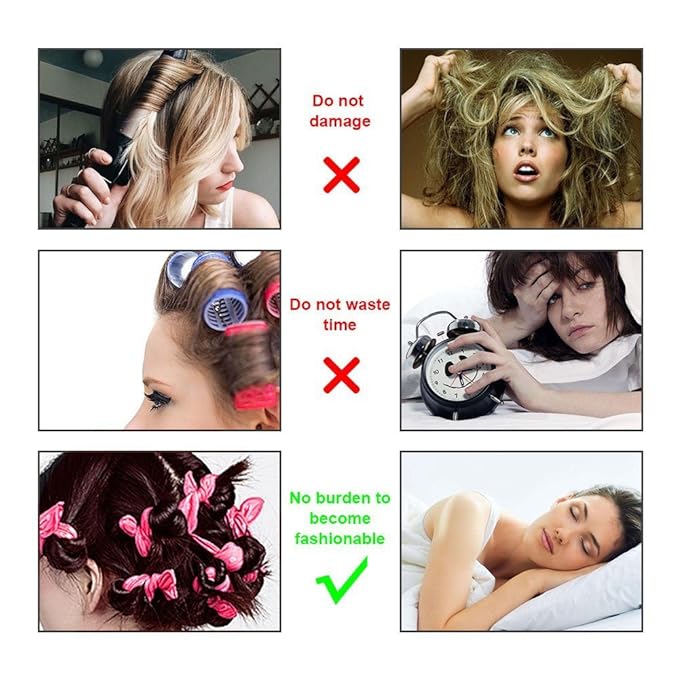Foam Hair Curlers, Pillow Cloth Hair Rollers,No Heat Sleeping Soft Sponge Rollers for Long, Short, Thick & Thin Hair Spiral Curls Hair Styling Rollers (Blue)