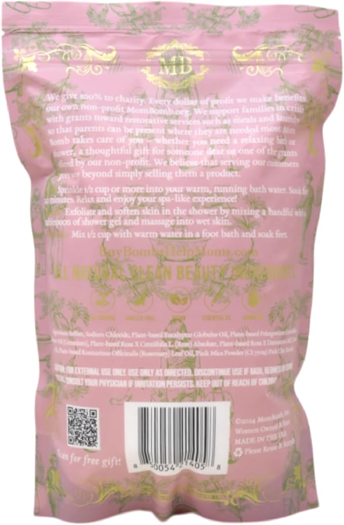 Mom Bomb Eucalyptus and Rose Epsom Salt Bath Soak – Natural Magnesium Salt with Essential Oils – Relaxing Aromatherapy for Stress Relief, Muscle & Foot Soak – Made in USA, 3 lbs