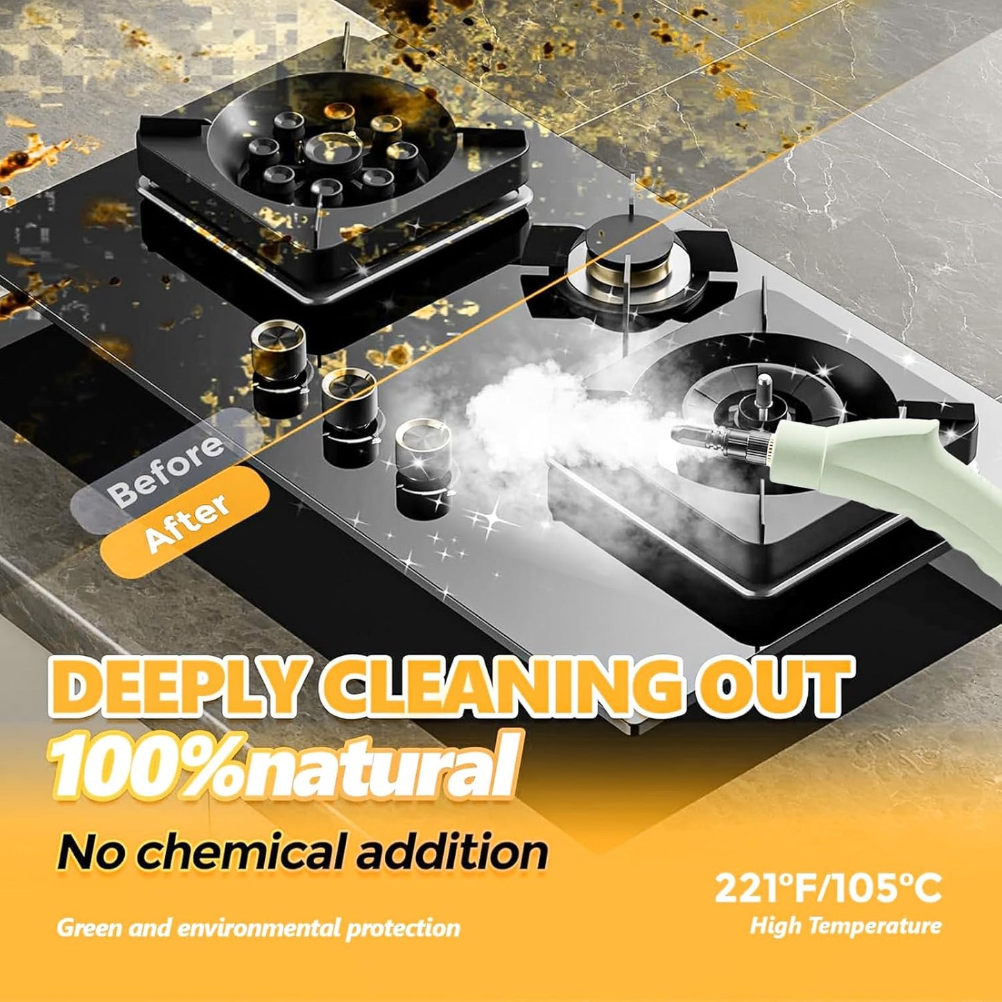 Steam Cleaner, 15s Heat-Up, 6-Level Adjustable Handle, High Pressure Steamer for Cleaning with 11 pcs Accessories, Handheld Cleaning Steamer for Home, Floors, Car, Upholstery, Grout, Bathroom, Kitchen