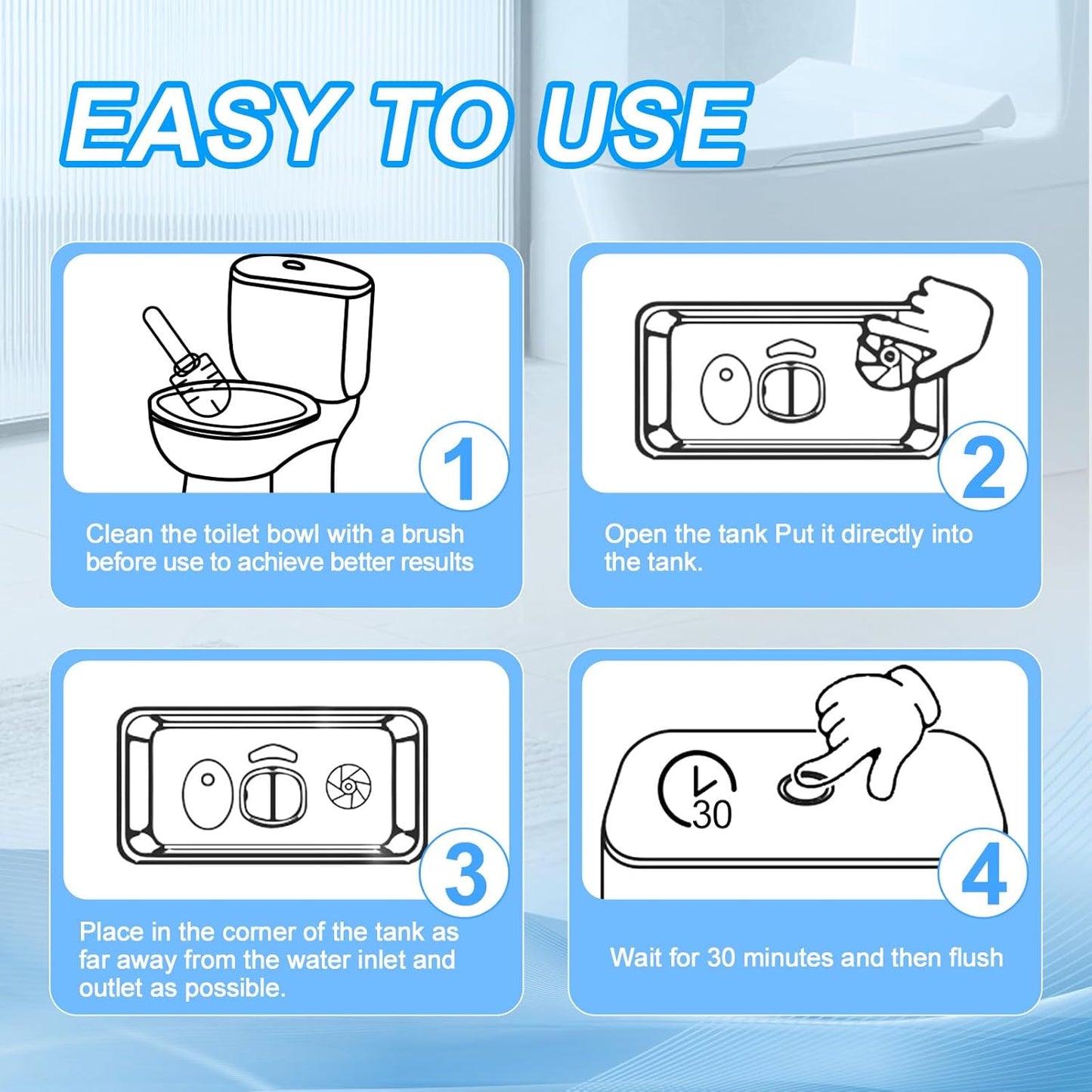 KIISIISO Toilet Bowl Cleaner Tablets 50 PACK, Automatic Bleach Toilet Tank Cleaners, Bathroom Long-Lasting Freshness, Slow-Releasing Powerful Deodorizing & Descaling