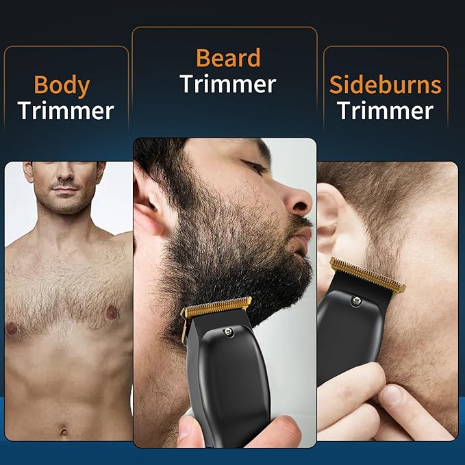Beard Trimmer for Men - Rechargeable Men's Hair Clippers & Razor, Cordless Hair Trimmer for Face, Neck, Groin & Manscaping, Ideal Gift for Men, Black