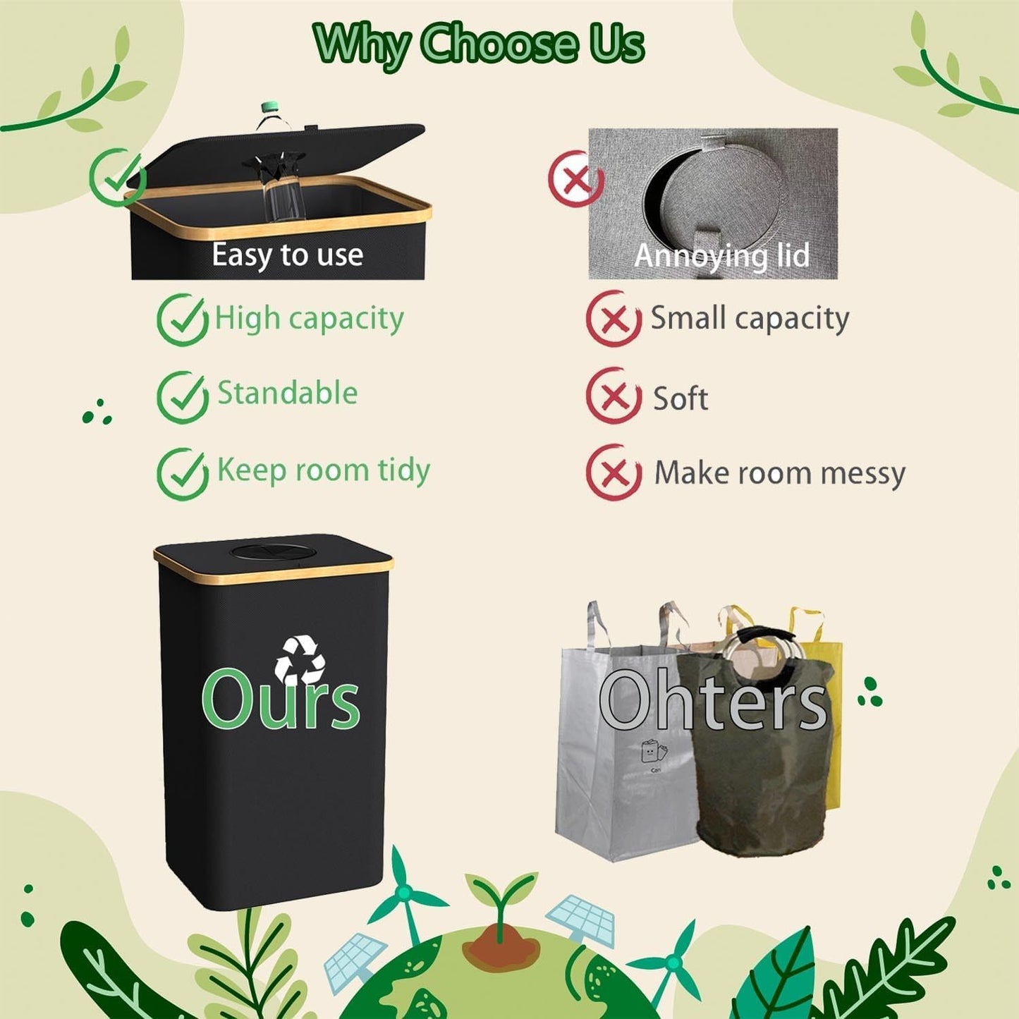 Recycling Bin for Kitchen Indoor Home, Large 100L/ 26 Gallon Recycle Bin with Lid Removeable Reusable Inner Bag Bottle Can Glass Waste Plastice Stickers (Red, 26 Gallon)