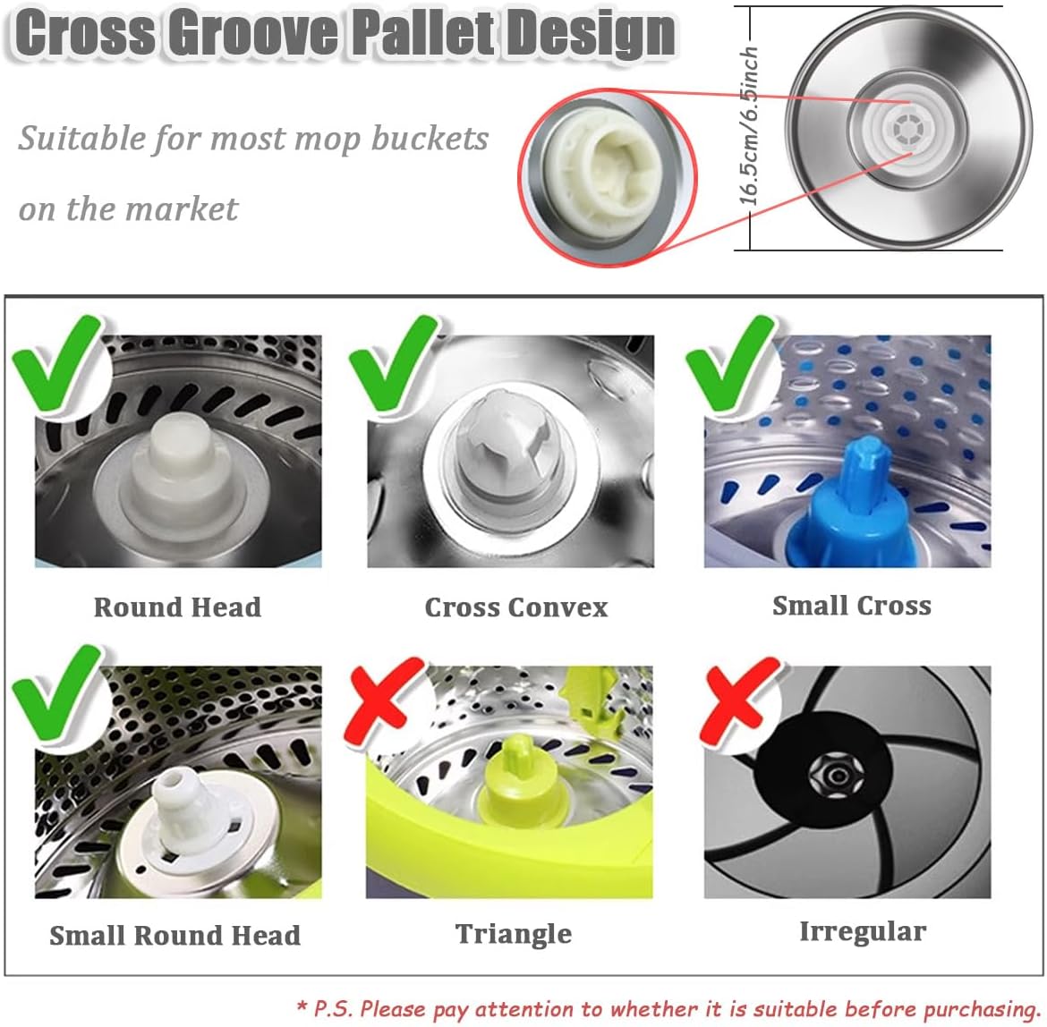 Extended Spin Mop Replacement Mop Handle, Upgraded 60-inch 360 Degrees Rotating Telescopic Replacement Mop Stick for Spin Mop Bucket Cleaning System (Stainless Steel Disc, Purple)