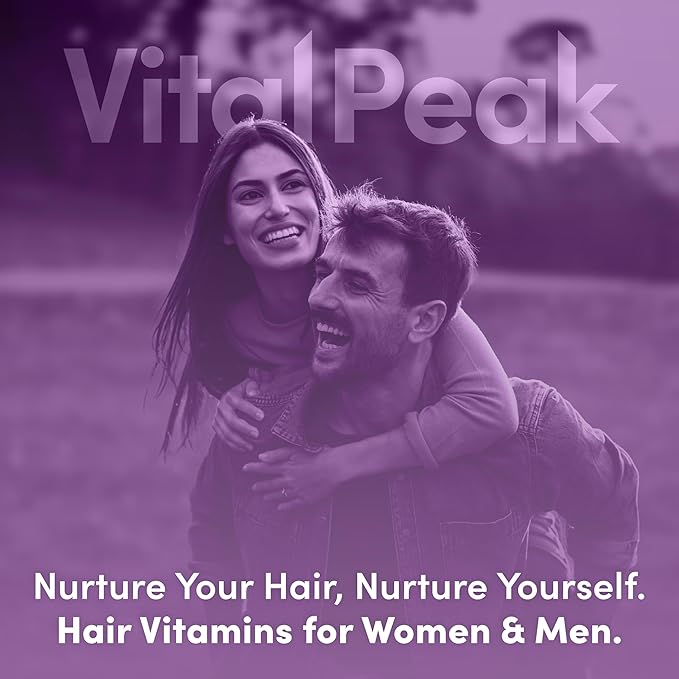 Hair Peak - Hair Growth Supplement - Hair Vitamins to Support Healthy Hair - with Biotin, Collagen, Saw Palmetto Extract, Keratin, Iron, Ionide, Zinc & More - Gluten Free, Dairy Free - 60 Capsules
