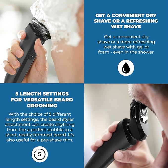 Philips Norelco Electric Shavers for Men, Rechargeable Wet/Dry Electric Shaver with SenseIQ Technology, Cordless Electric Razors for Men with Pop-up Trimmer, Travel Case