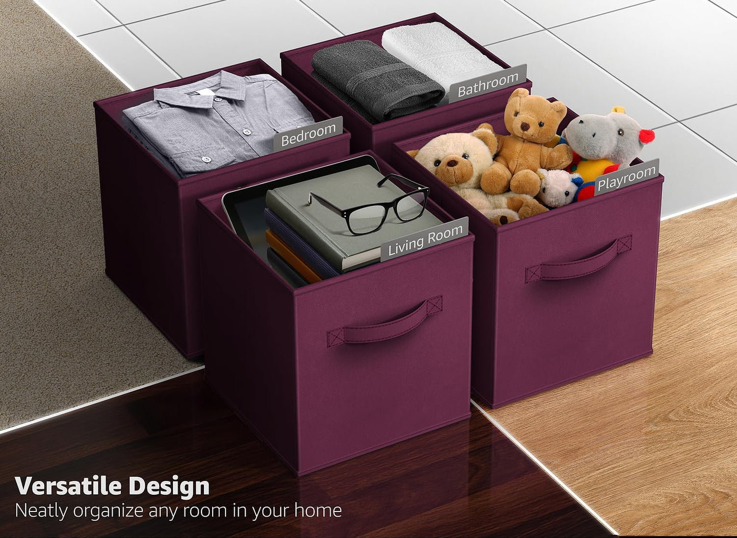 Sorbus Fabric Storage Cubes - 8 Foldable Storage Bins for Organizing Pantry, Cubbies, Toy Box - Clothes Storage & Closet Organizer - 11 Inch Collapsible Cube Baskets for Shelves with Handle