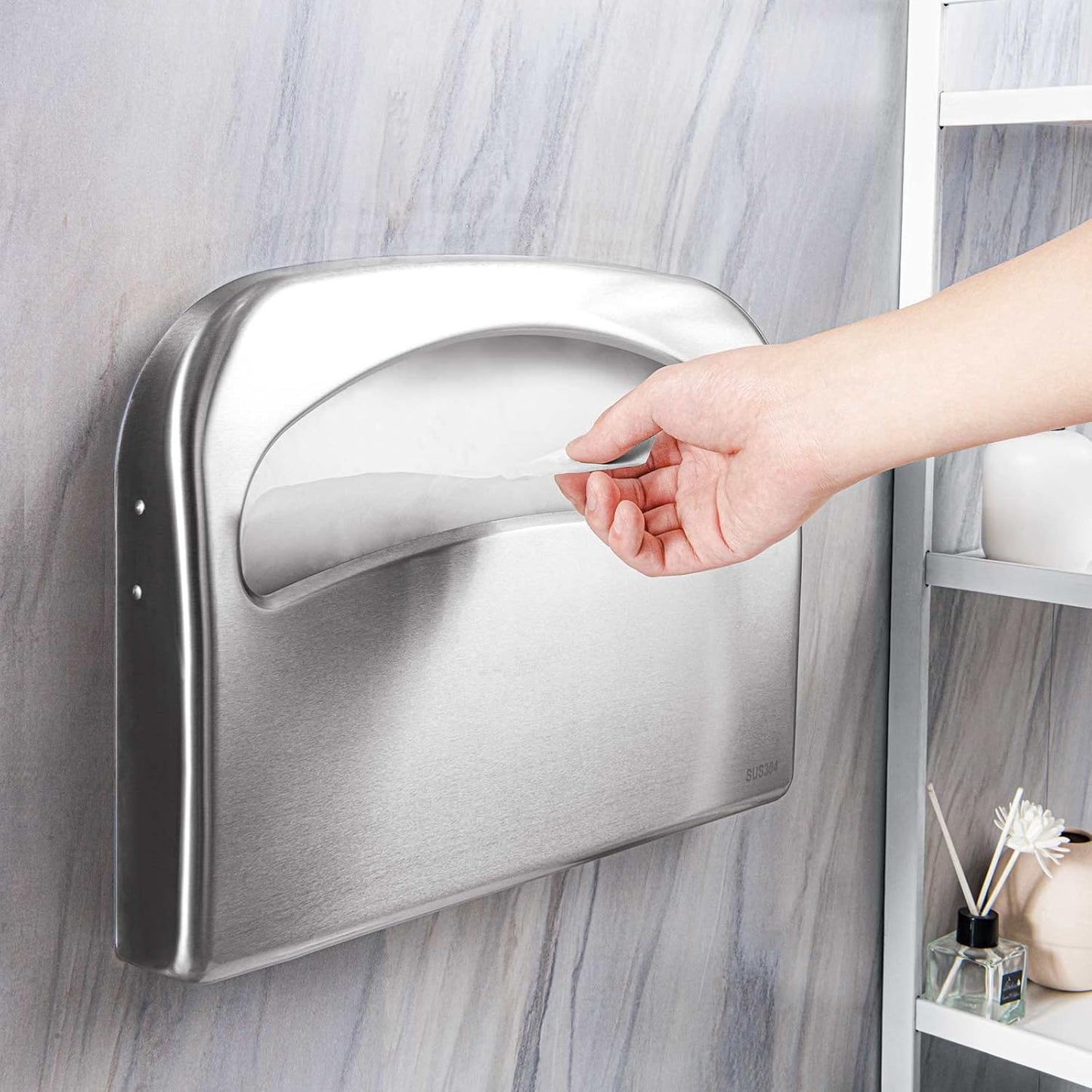 2 Packs Toilet Seat Cover Dispenser Wall Mount Commercial, Half Fold Toilet Seat Cover Dispenser, 304 Stainless Steel, 16-Inch