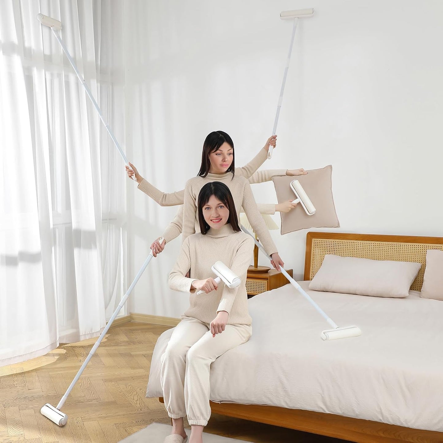 6 Pack 9.45 inch Lint Roller Refill Extra Sticky 9.4-9.5 inch Wide Large Lint Roller Refills for Floor Pet Hair Remover Replacement Refills Total 360 Sheets (6 Sticky Rolls)