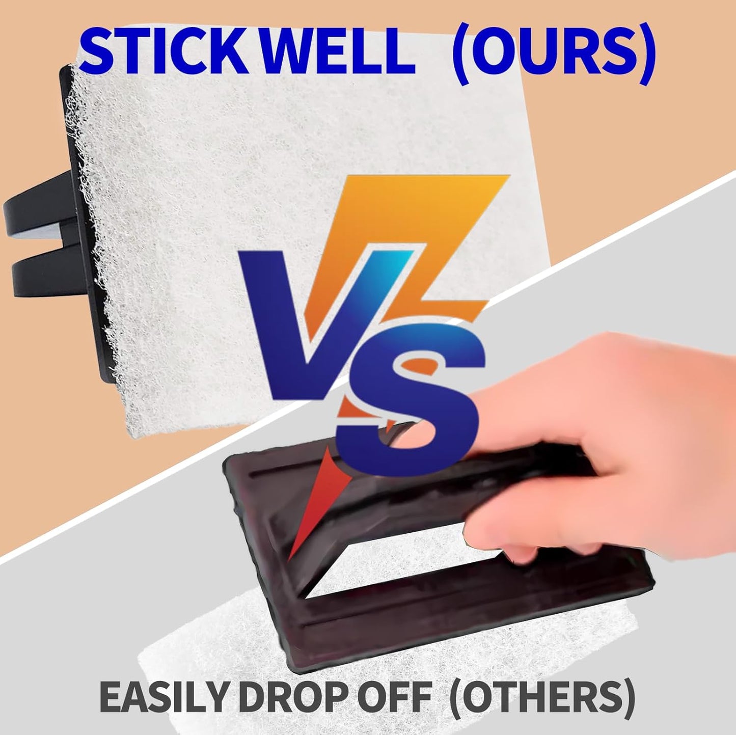 6 Pcs Hand Scrubber, Bathtub Scrubber with Handle, Non-Scratch Bathroom Scrubbing Pads for Cleaning Shower Tile Bathtube Sink Swimming Pool Step & Corner (Black)