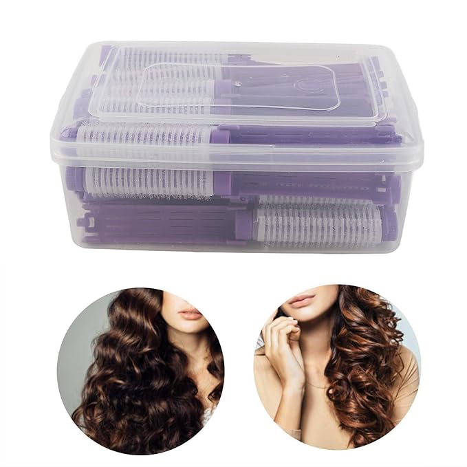 Fluffy Korean Perming Rod Rollers, 20pcs Hair Curling and Styling Kit for DIY Root Perm (Purple)