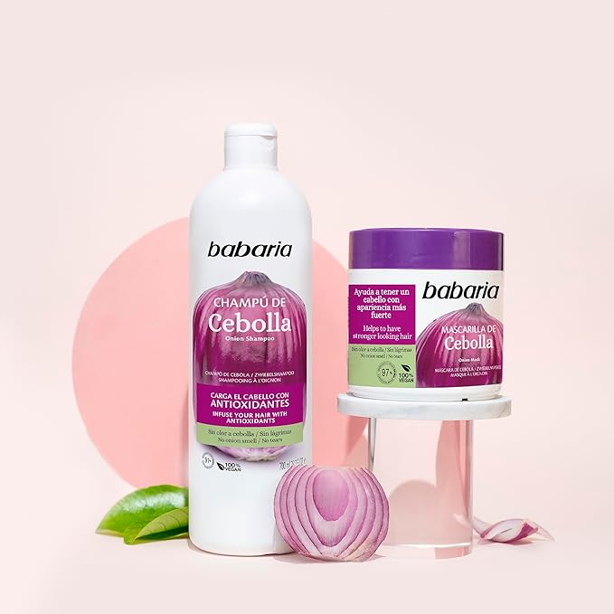Babaria Onion Shampoo - No Smell, No Tears - Hydrating - Improves Hair Growth and Shine - Reduces Itchy Scalp, Dandruff, and Frizz - 2 pc