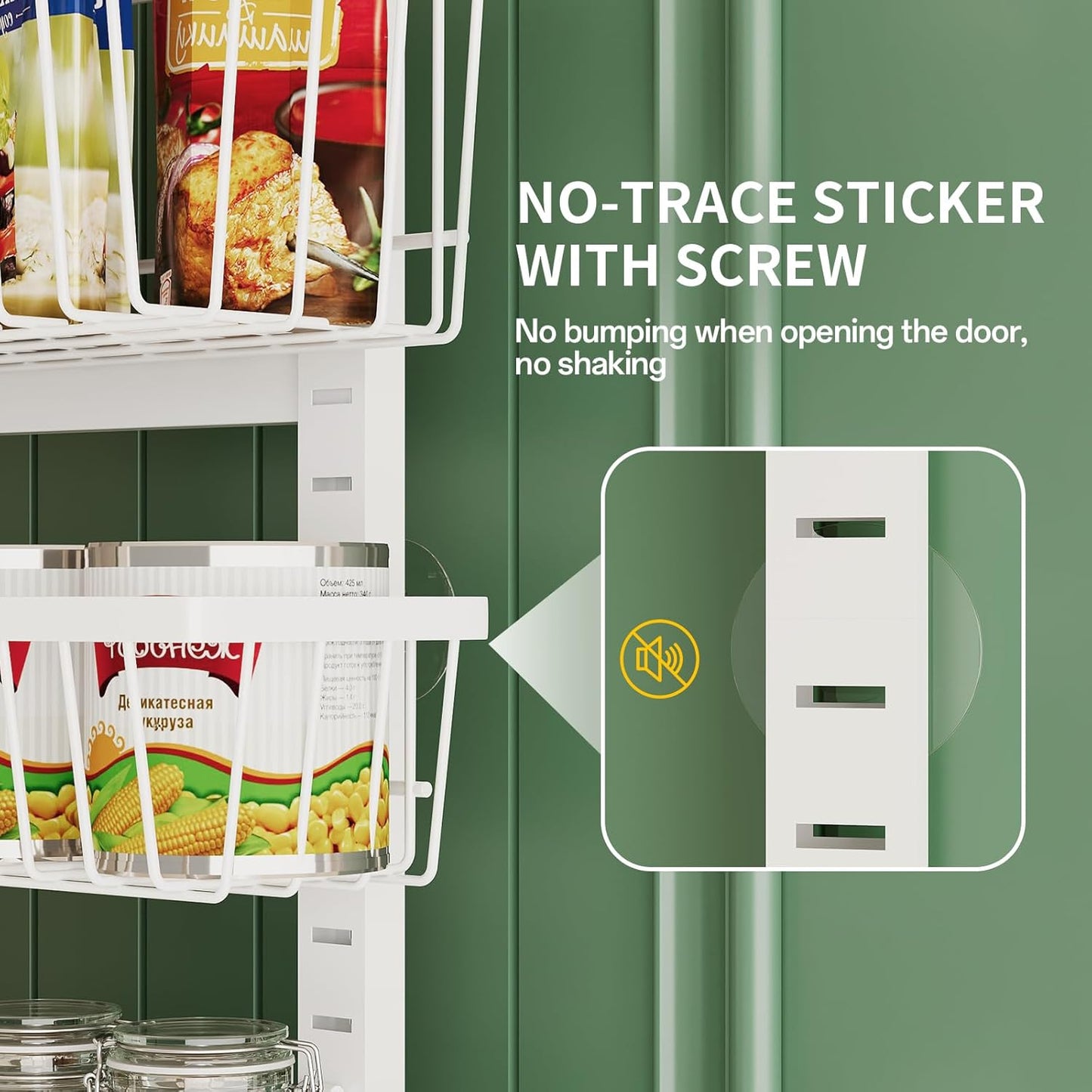 Over The Door Organizer,8-Tier Over The Door Pantry Organizer with Adjustable Baskets,Metal Hanging Pantry Organizers and Storage for Kitchen, Back of Door Seasoning Rack (White)